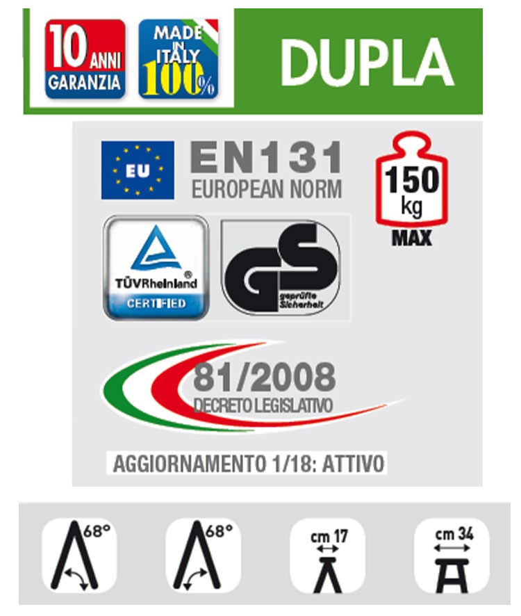 Sgabello Facal Dupla D-3 alluminio 3 gradini doppia salita professionale