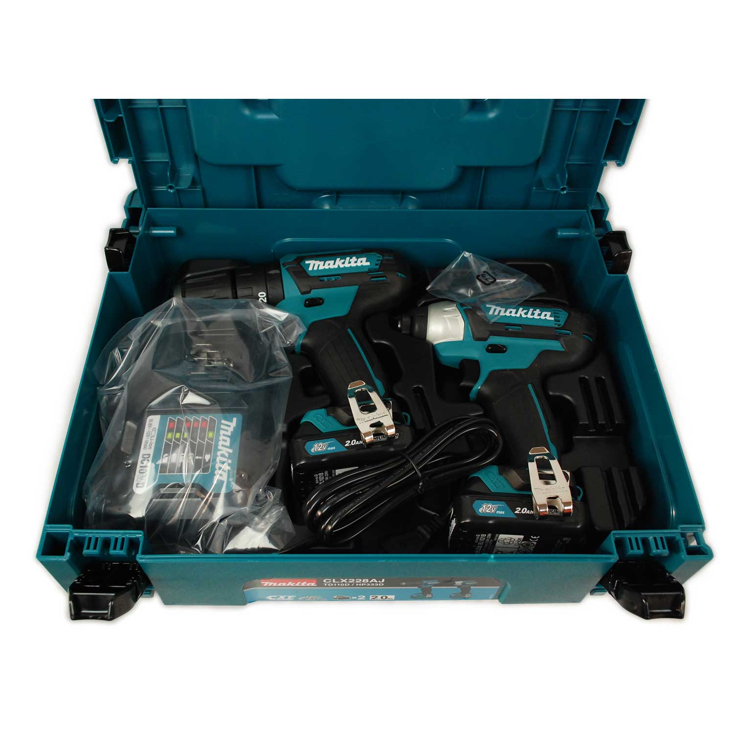Makita CLX228AJ - Kit Combo utensili a batteria 12V, Trapano avvitatore  HP333D + Avvitatore ad impulsi TD110D
