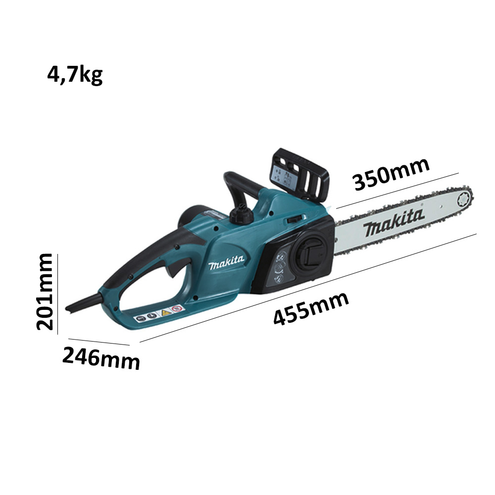 Elettrosega Makita UC3541A Motore Elettrico 1800W Con Barra Da 350mm E