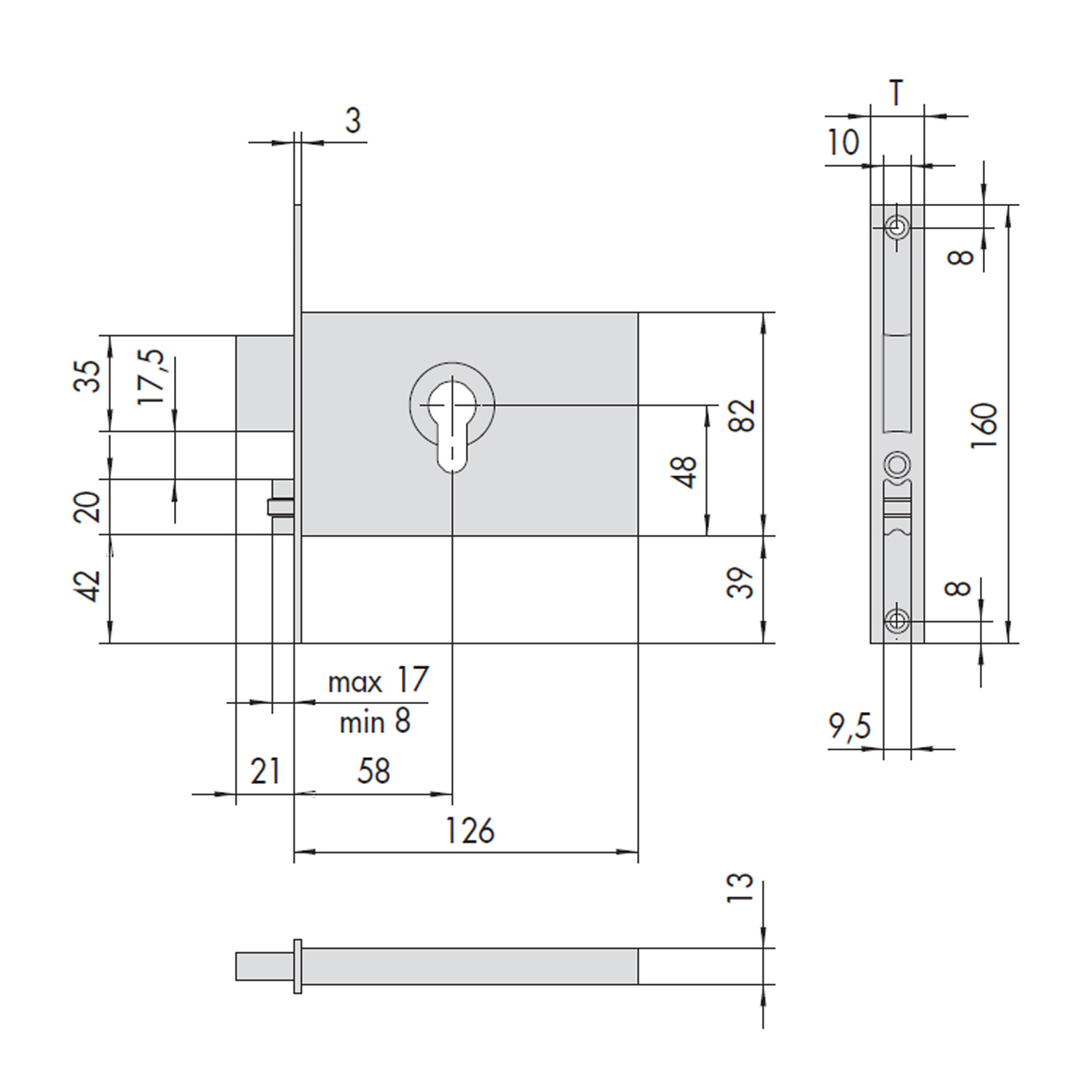 SERRATURA CISA 44130 A INFILARE A FASCIA x ANTA IN FERRO ALLUMINIO