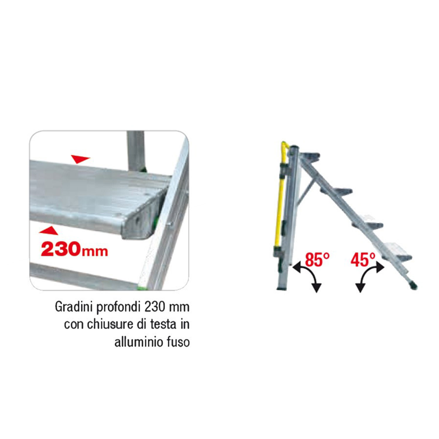 Sgabello professionale Facal Plio PO-4M pieghevole in alluminio