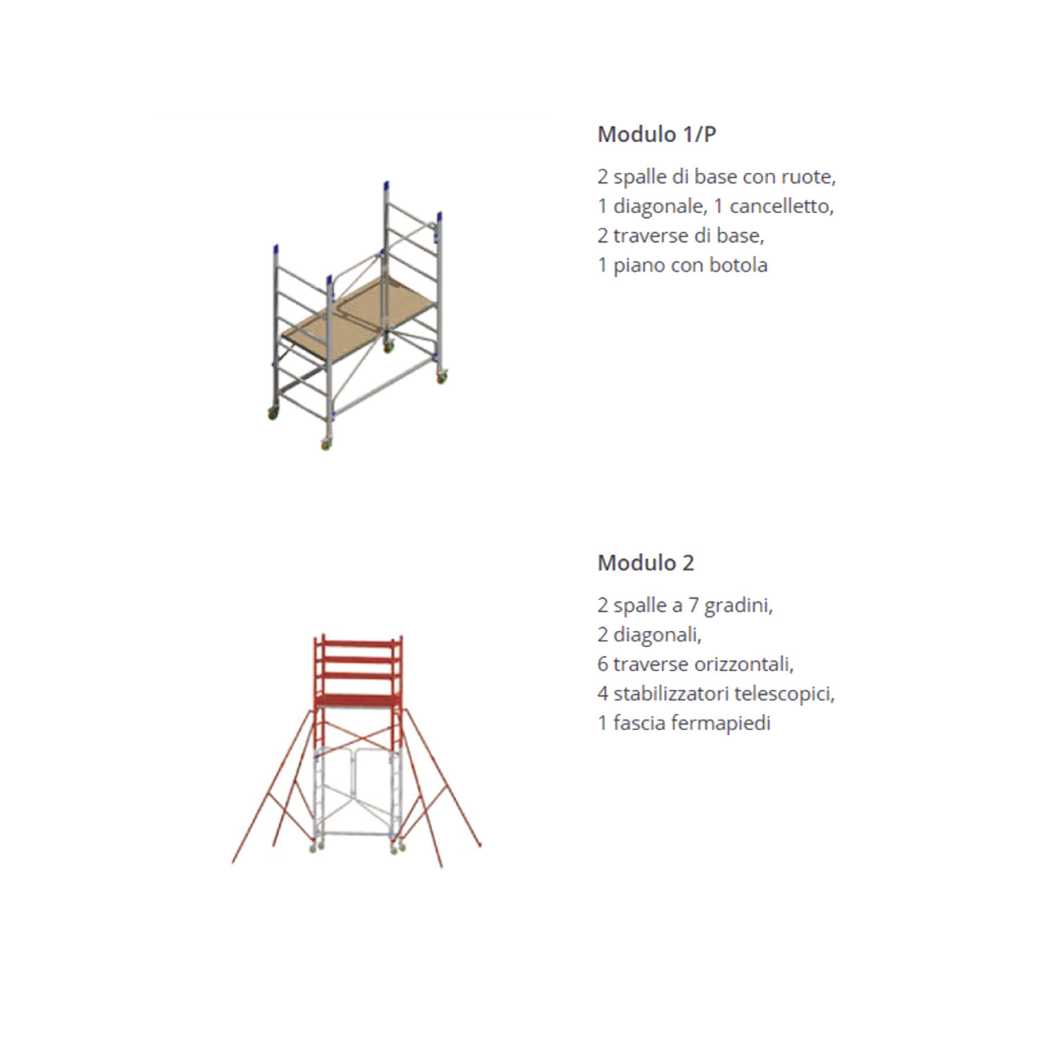 Trabattello Facal Alto AL410/P base pieghevole mt. 4,10/6,80 modulo 2 in  alluminio