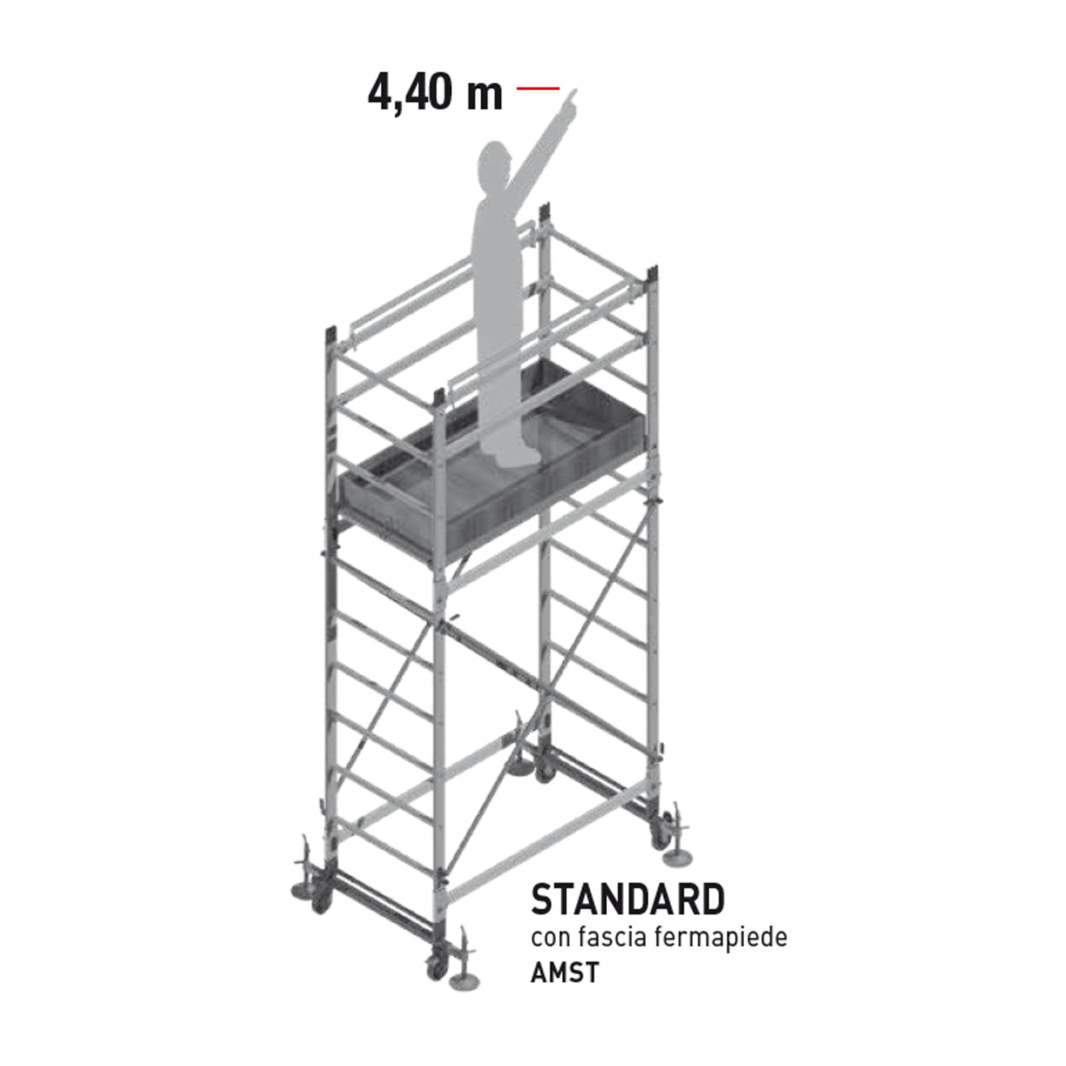 Trabattello Facal Alumito Standard AMST 2,4mt piano lavoro professionale  altezza massima 4,4mt